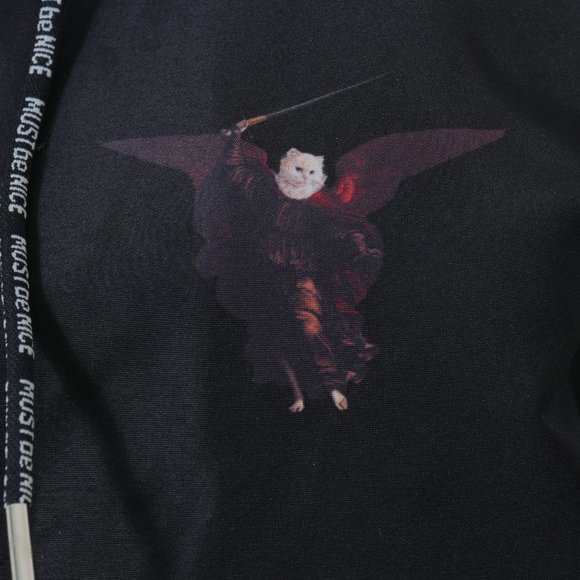 RIPNDIP Black Snap Button Hoodie Colorful Cat Flame Graphics Size Small Jacket - Picture 5 of 14